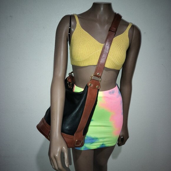 SOLD Valentina Pebbled Leather Bucket Shoulder Bag Convertible. Made In Italy - Picture 1 of 16